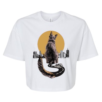 Funny City Road Highway Cat Bella+Canvas Jersey Crop Tee