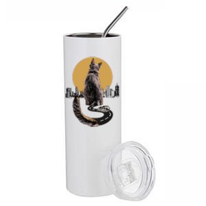 Funny City Road Highway Cat Stainless Steel Tumbler