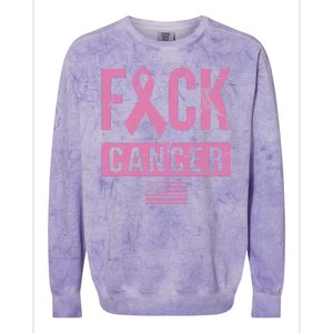 F*ck Cancer Ribbon American Flag Tribute Colorblast Crewneck Sweatshirt