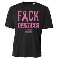 F*ck Cancer Ribbon American Flag Tribute Cooling Performance Crew T-Shirt