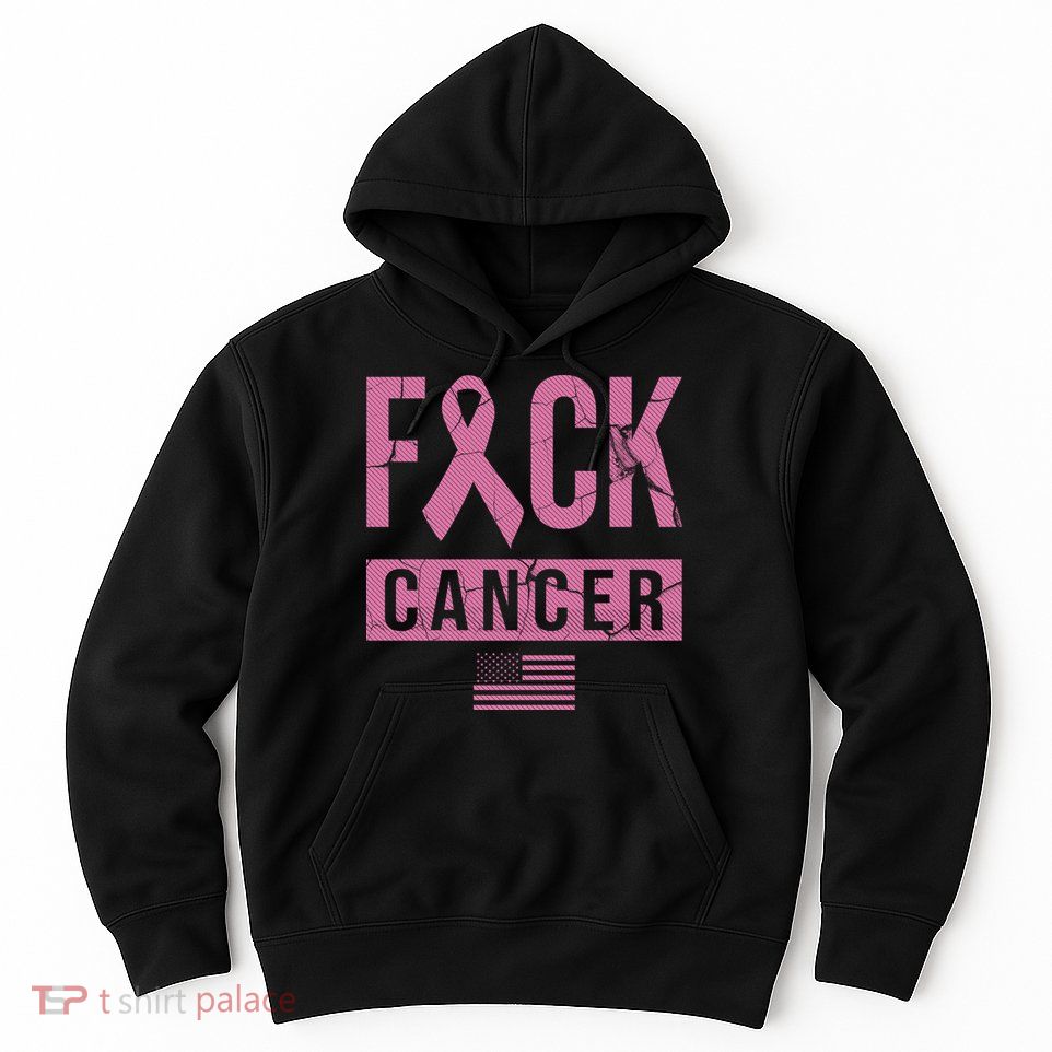 F*ck Cancer Ribbon American Flag Tribute Hoodie