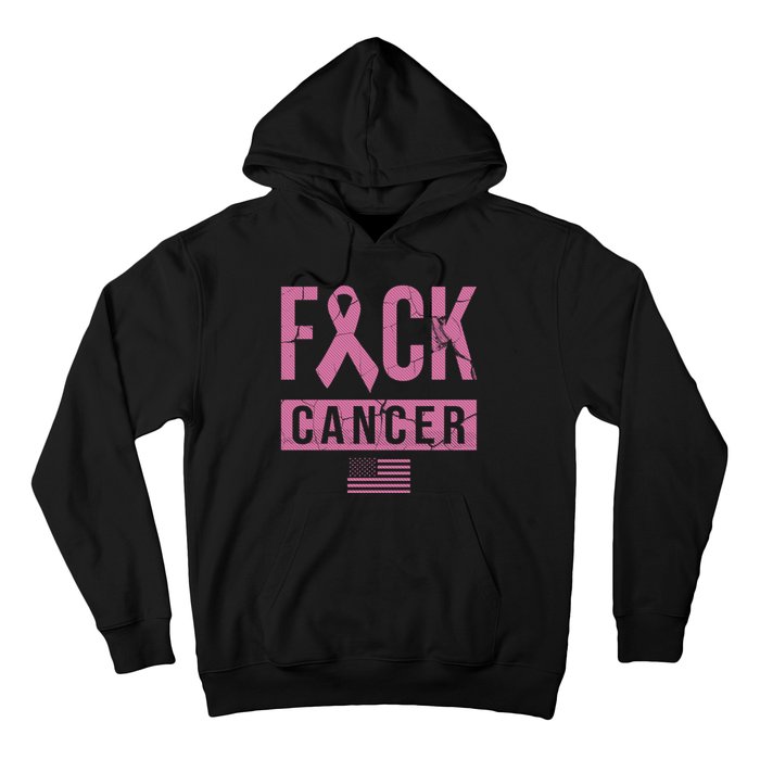 F*ck Cancer Ribbon American Flag Tribute Hoodie