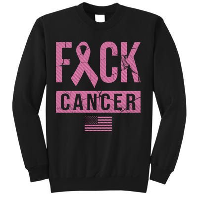 F*ck Cancer Ribbon American Flag Tribute Sweatshirt