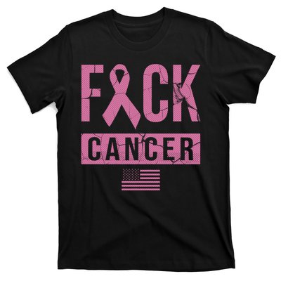 F*ck Cancer Ribbon American Flag Tribute T-Shirt