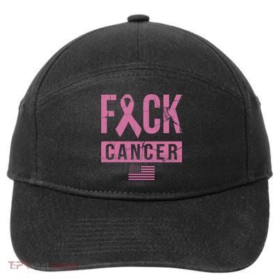 F*ck Cancer Ribbon American Flag Tribute 7-Panel Snapback Hat