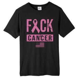 F*ck Cancer Ribbon American Flag Tribute Tall Fusion ChromaSoft Performance T-Shirt