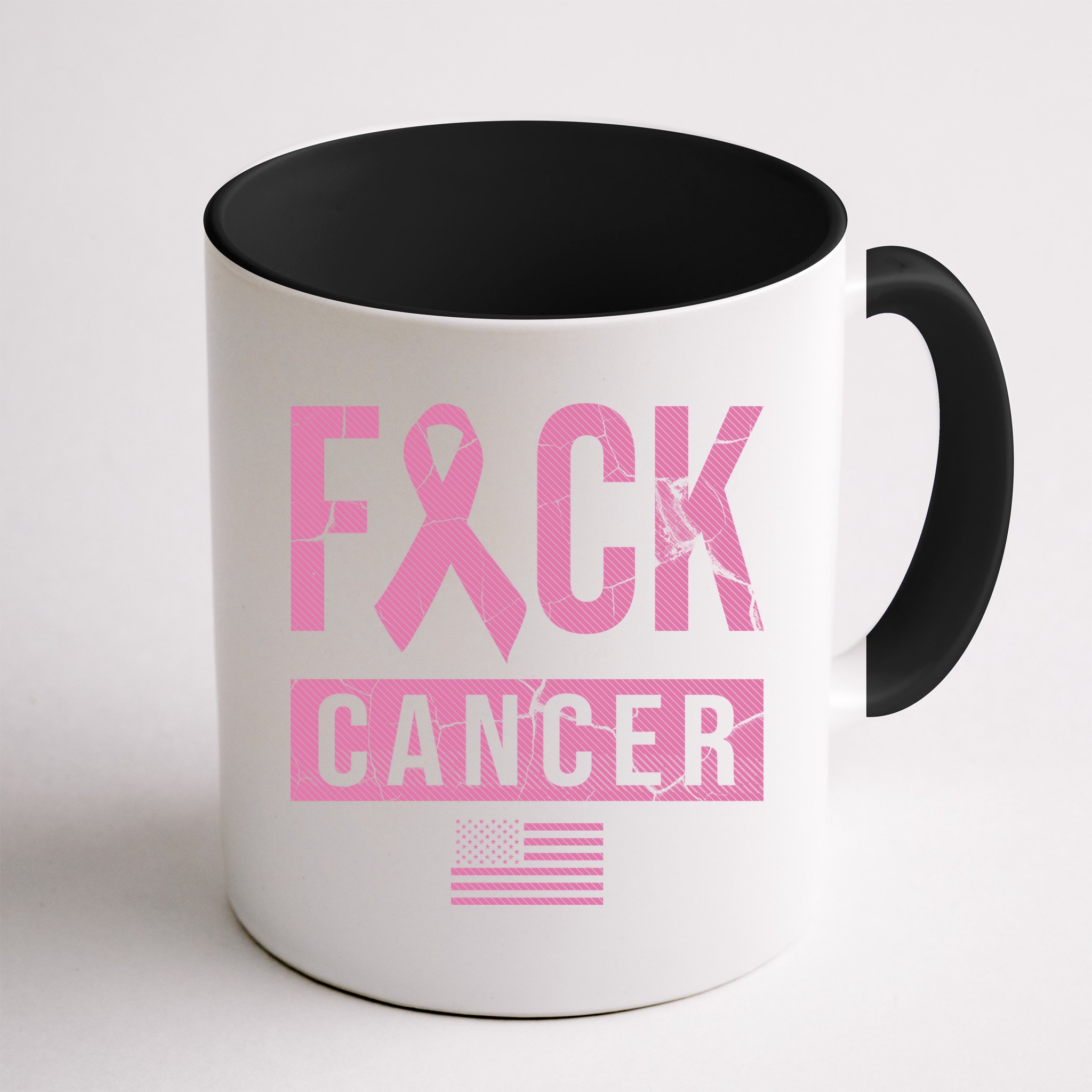 F*ck Cancer Ribbon American Flag Tribute Mug