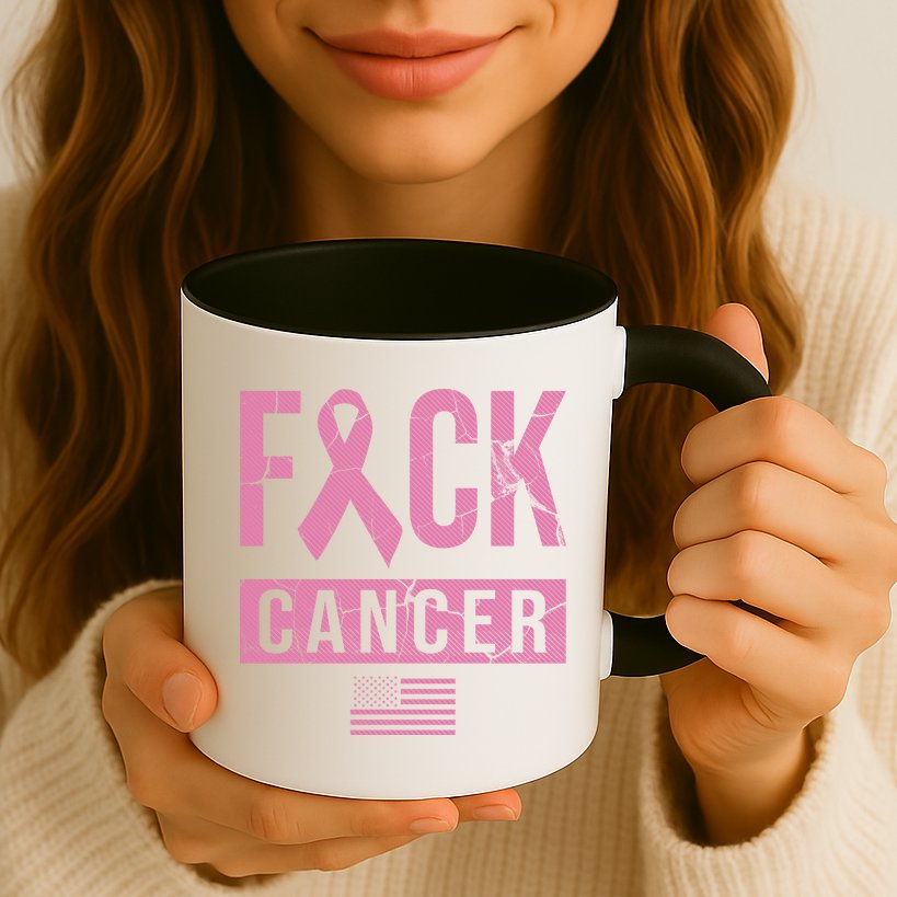 F*ck Cancer Ribbon American Flag Tribute Mug