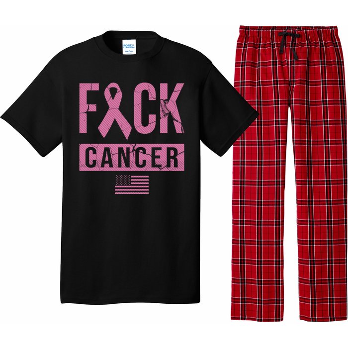 F*ck Cancer Ribbon American Flag Tribute Pajama Set