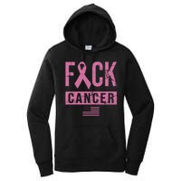 F*ck Cancer Ribbon American Flag Tribute Women's Pullover Hoodie