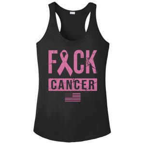 F*ck Cancer Ribbon American Flag Tribute Ladies PosiCharge Competitor Racerback Tank