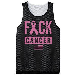 F*ck Cancer Ribbon American Flag Tribute Mesh Reversible Basketball Jersey Tank