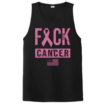 F*ck Cancer Ribbon American Flag Tribute PosiCharge Competitor Tank