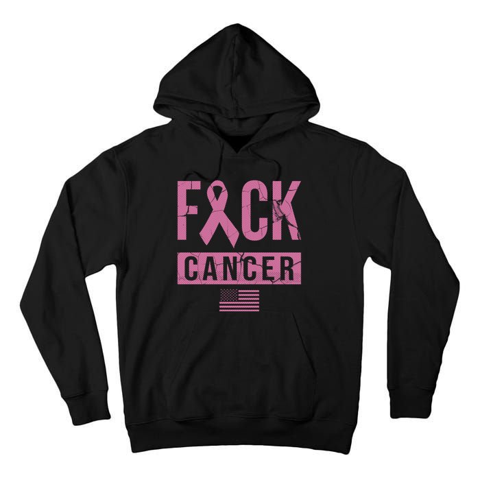 F*ck Cancer Ribbon American Flag Tribute Tall Hoodie