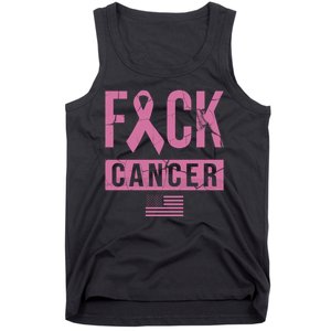 F*ck Cancer Ribbon American Flag Tribute Tank Top