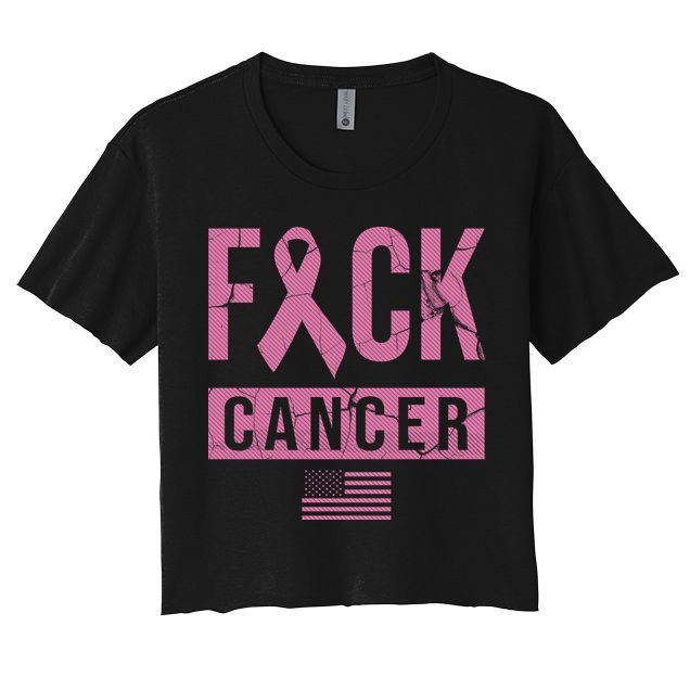 F*ck Cancer Ribbon American Flag Tribute Crop Top