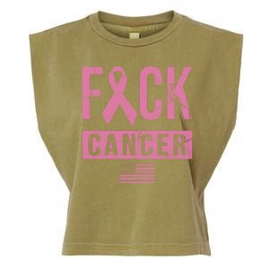 F*ck Cancer Ribbon American Flag Tribute Garment-Dyed Women's Muscle Tee