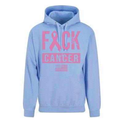 F*ck Cancer Ribbon American Flag Tribute Unisex Surf Hoodie