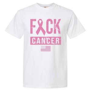 F*ck Cancer Ribbon American Flag Tribute Garment-Dyed Heavyweight T-Shirt