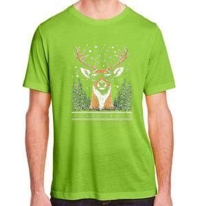 Funny Christmas Reindeer With Sunglasses Ugly Christmas Gift Adult ChromaSoft Performance T-Shirt