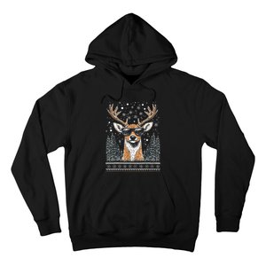 Funny Christmas Reindeer With Sunglasses Ugly Christmas Gift Hoodie