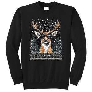 Funny Christmas Reindeer With Sunglasses Ugly Christmas Gift Sweatshirt