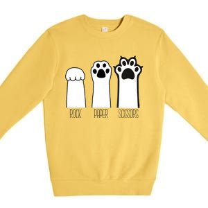 Funny Cat Rock Paper Scissors Cat Paws Cat Lover Premium Crewneck Sweatshirt