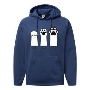 Funny Cat Rock Paper Scissors Cat Paws Cat Lover Performance Fleece Hoodie