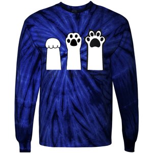 Funny Cat Rock Paper Scissors Cat Paws Cat Lover Tie-Dye Long Sleeve Shirt