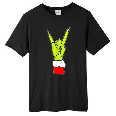 Funny Christmas Rock On Hand Rock & Roll Elf Xmas Gift Tall Fusion ChromaSoft Performance T-Shirt