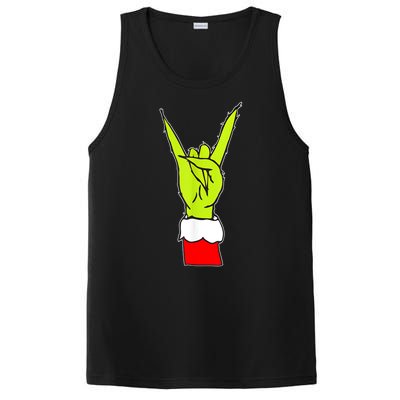 Funny Christmas Rock On Hand Rock & Roll Elf Xmas Gift PosiCharge Competitor Tank