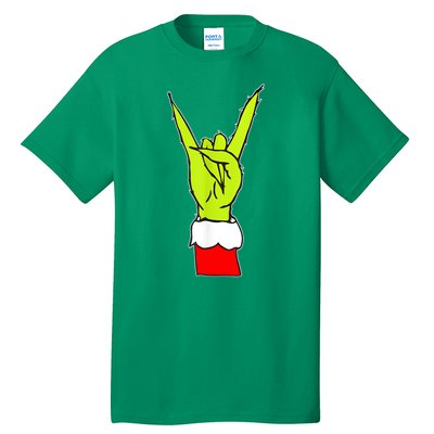 Funny Christmas Rock On Hand Rock & Roll Elf Xmas Gift Tall T-Shirt