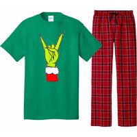 Funny Christmas Rock On Hand Rock & Roll Elf Xmas Gift Pajama Set