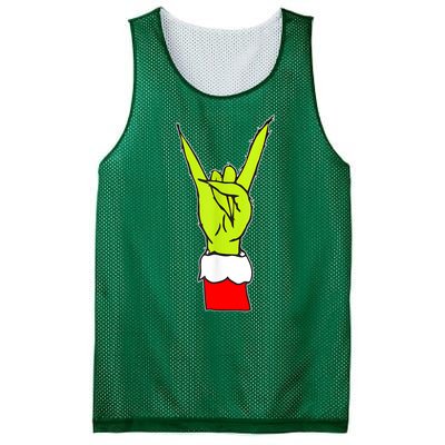 Funny Christmas Rock On Hand Rock & Roll Elf Xmas Gift Mesh Reversible Basketball Jersey Tank