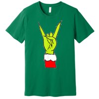 Funny Christmas Rock On Hand Rock & Roll Elf Xmas Gift Premium T-Shirt