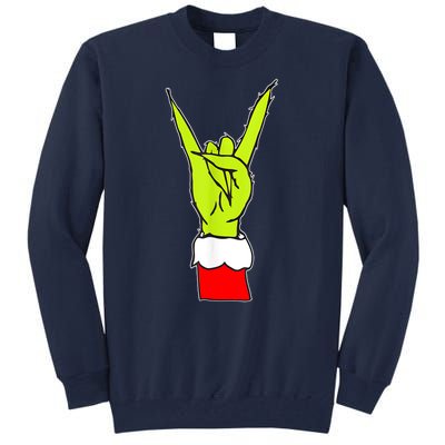 Funny Christmas Rock On Hand Rock & Roll Elf Xmas Gift Tall Sweatshirt