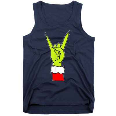 Funny Christmas Rock On Hand Rock & Roll Elf Xmas Gift Tank Top