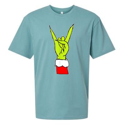 Funny Christmas Rock On Hand Rock & Roll Elf Xmas Gift Sueded Cloud Jersey T-Shirt