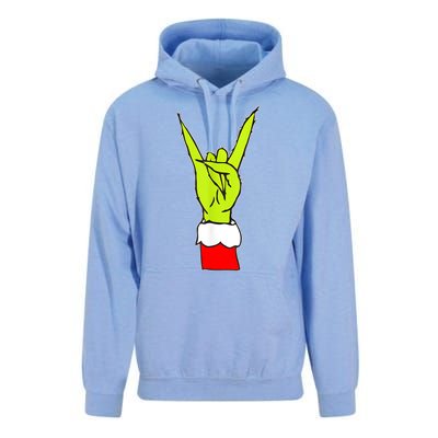 Funny Christmas Rock On Hand Rock & Roll Elf Xmas Gift Unisex Surf Hoodie