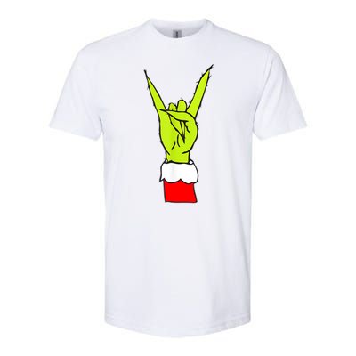 Funny Christmas Rock On Hand Rock & Roll Elf Xmas Gift Softstyle CVC T-Shirt