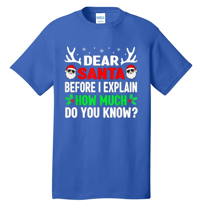 Funny Christmas Reindeer Dear Santa I Can Explain Cool Gift Tall T-Shirt