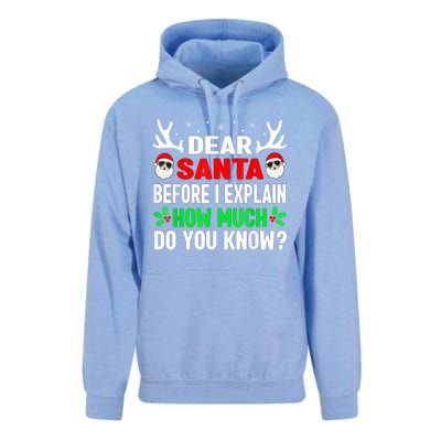 Funny Christmas Reindeer Dear Santa I Can Explain Cool Gift Unisex Surf Hoodie