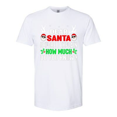 Funny Christmas Reindeer Dear Santa I Can Explain Cool Gift Softstyle CVC T-Shirt