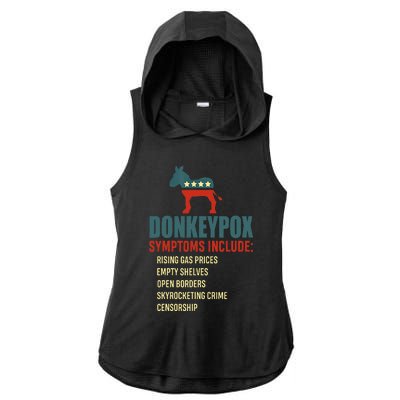 Funny Conservative Republican Anti Biden Donkeypox  Ladies PosiCharge Tri-Blend Wicking Draft Hoodie Tank