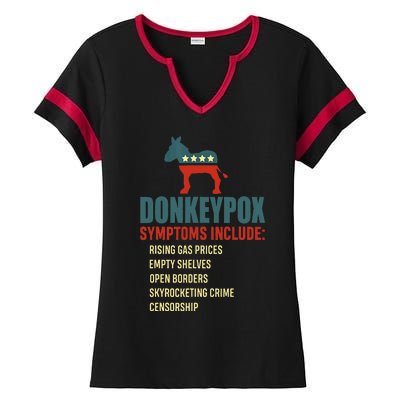 Funny Conservative Republican Anti Biden Donkeypox  Ladies Halftime Notch Neck Tee