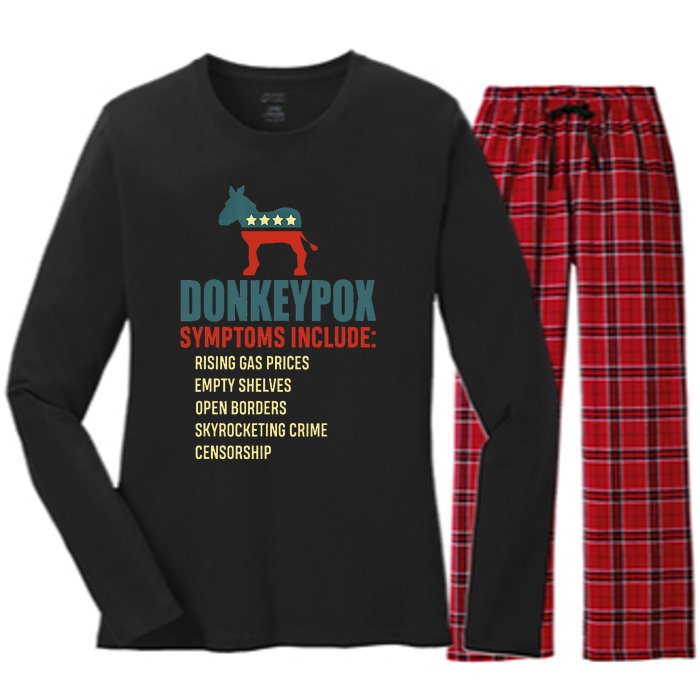 Funny Conservative Republican Anti Biden Donkeypox  Women's Long Sleeve Flannel Pajama Set 