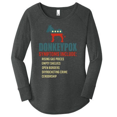 Funny Conservative Republican Anti Biden Donkeypox  Women's Perfect Tri Tunic Long Sleeve Shirt