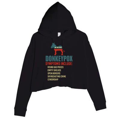 Funny Conservative Republican Anti Biden Donkeypox  Crop Fleece Hoodie