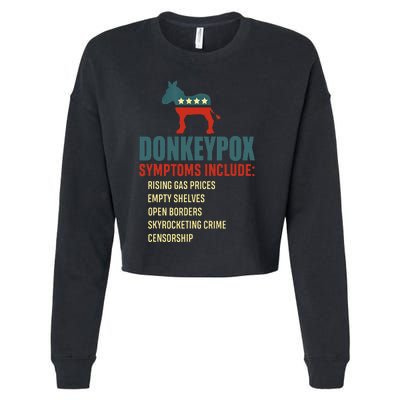 Funny Conservative Republican Anti Biden Donkeypox  Cropped Pullover Crew