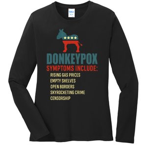 Funny Conservative Republican Anti Biden Donkeypox  Ladies Long Sleeve Shirt